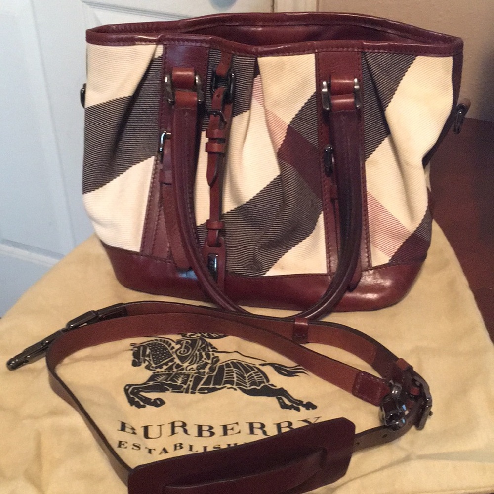 Burberry Check/Brown Leather Saddle Bag - Picture 10 of 12